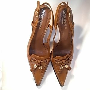 Yves Saint Laurent brown sandals pointy toe